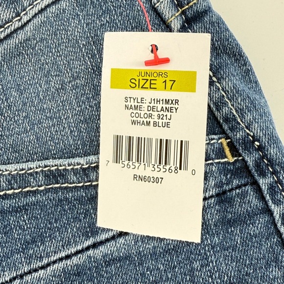 UNIONBAY Delaney Stretch Denim Midi Shorts Juniors 17 33W Wham Blue Midrise New - Picture 4 of 8